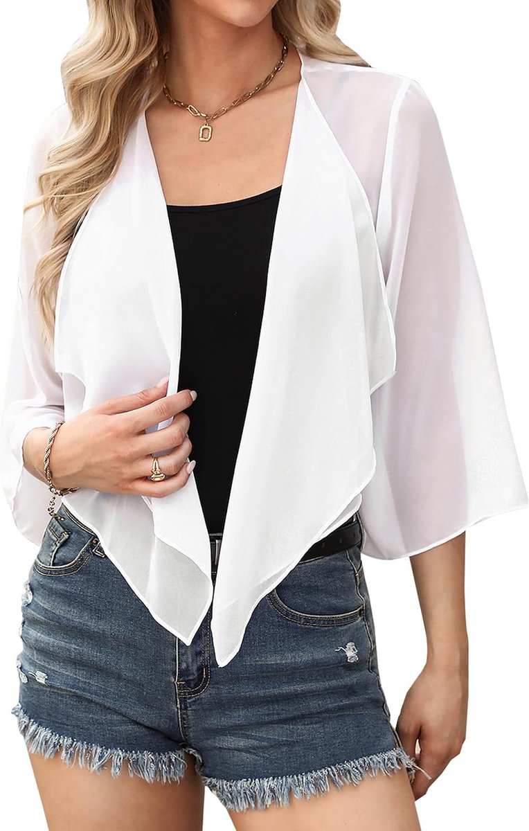 Chiffon Bolero dames XL - lichte schouderjas - transparant - elegant voor feestelijke gelegenheden - ShopVlot