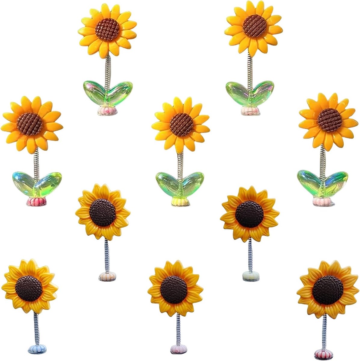Autodecoratie 10 stuks - handgebreide zonnebloemen - schattige bloemen - vrolijke sfeer voor auto en kantoor - ShopVlot
