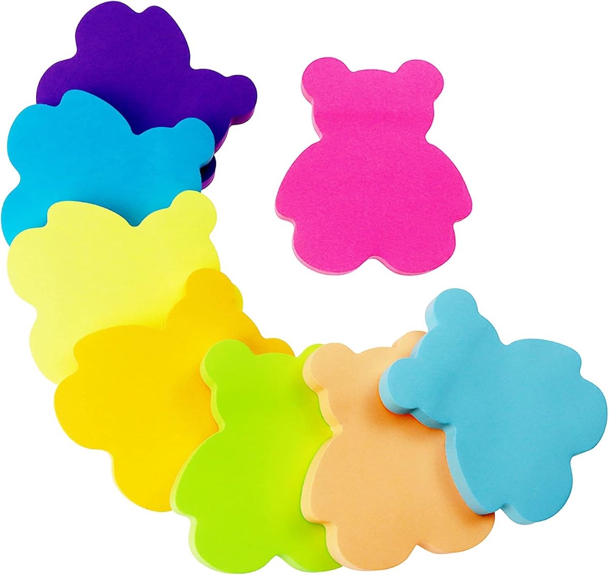 Kleurige zelfklevende notitieblokken 76 x 76 mm - Berenvorm - Super plakkerig - Perfect voor school of kantoor - ShopVlot