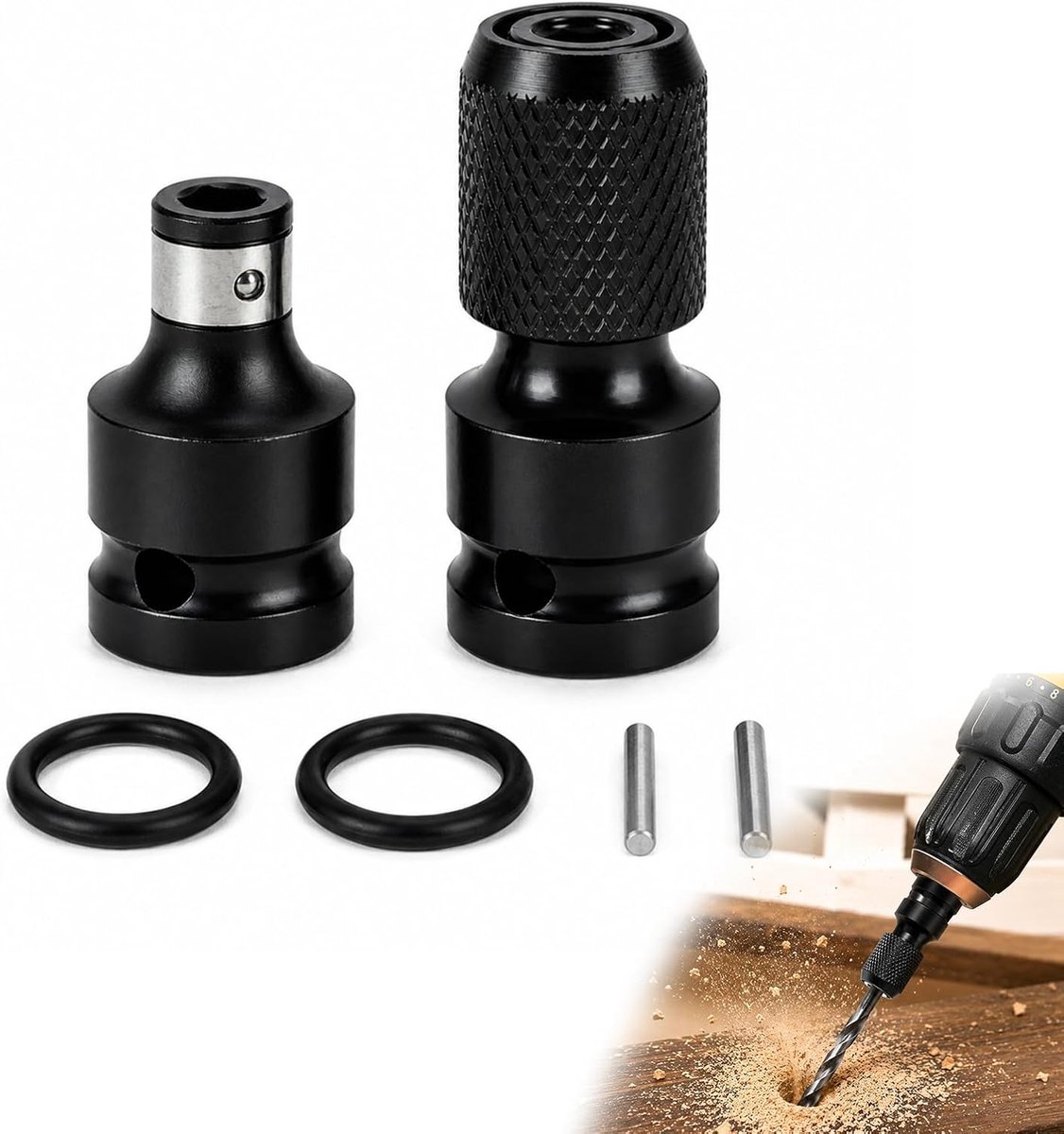 Schroefbitadapters 2 stuks - hoogwaardige koolstofstaal - conversie 1/2 naar 1/4 inch - stabiele grip - ShopVlot