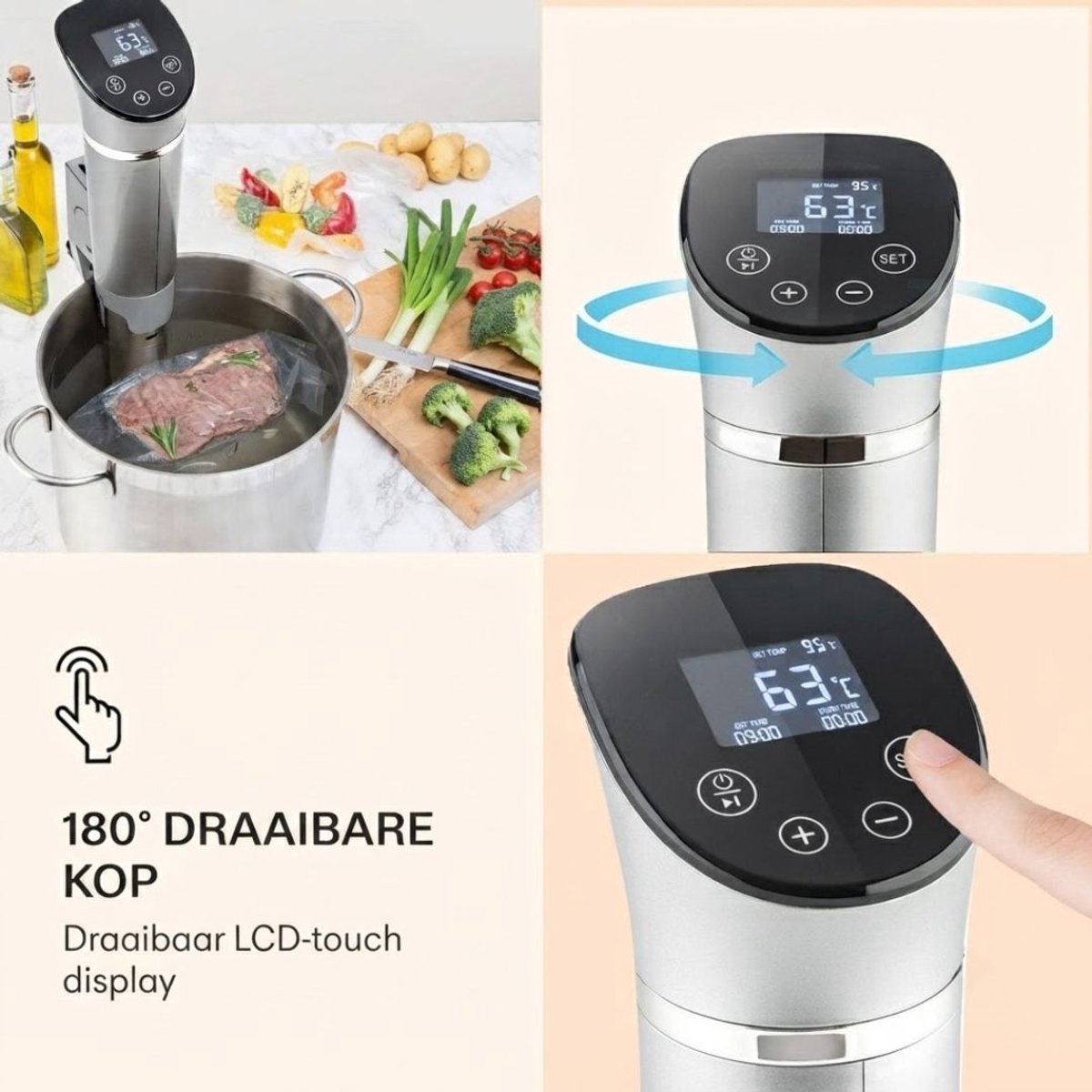 Slowcooker - Elektrische Slow Cooker - Compact Ontwerp - Zilver - 13cm x 9cm x 42cm – foto 6