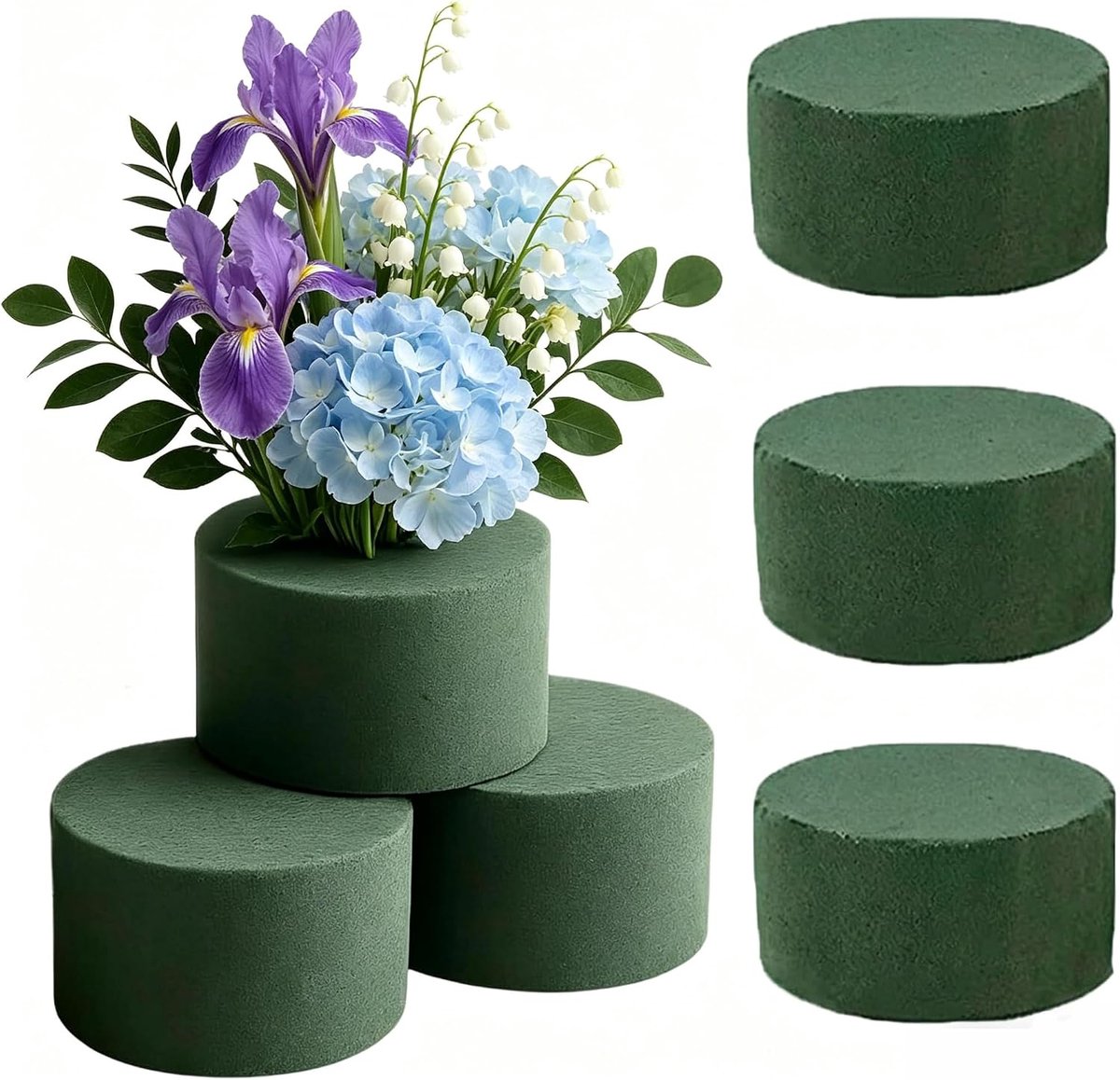 bloemenschuim 8x4 cm - ronde mosblokken - hoogwaardig materiaal - ideaal voor bloemendecoraties - ShopVlot