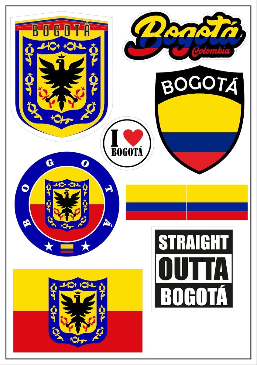 Stickervel Colombia Bogota 8 Stuks - Waterdichte Vinyl - Diverse Vlaggen - Perfect voor auto en motor - ShopVlot