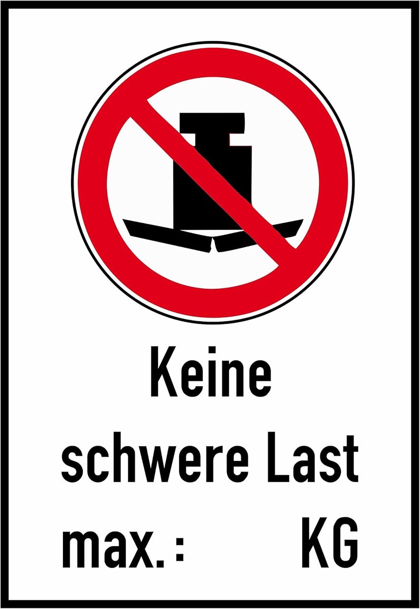 Sticker Geen zware belasting 23 x 16 cm - Zelfklevend - Glanzende uv-opdruk - ShopVlot