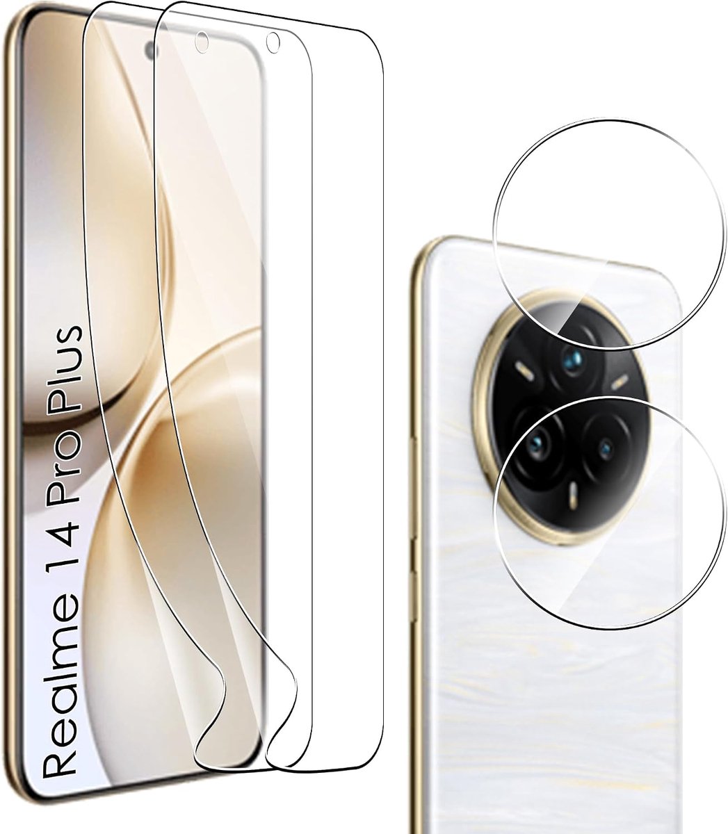 Screenprotector Realme 14 Pro Plus 5G - Flexibele Film - Bubble Free - Inclusief Camera Lens Bescherming - ShopVlot