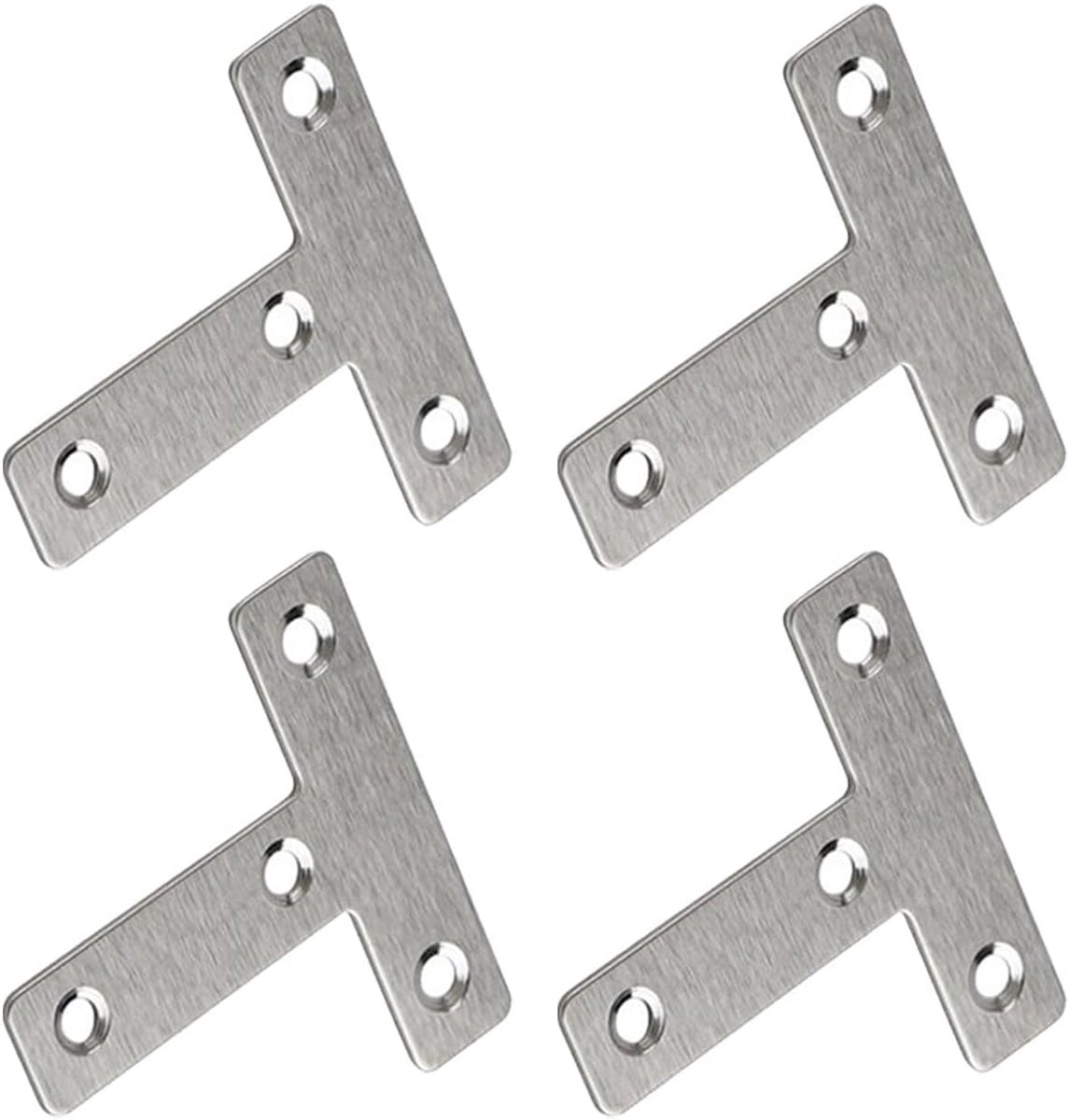 Hoekbeugels 60x60mm - RVS T-vormige beugels - Zinkgatontwerp - Perfect voor meubels - ShopVlot