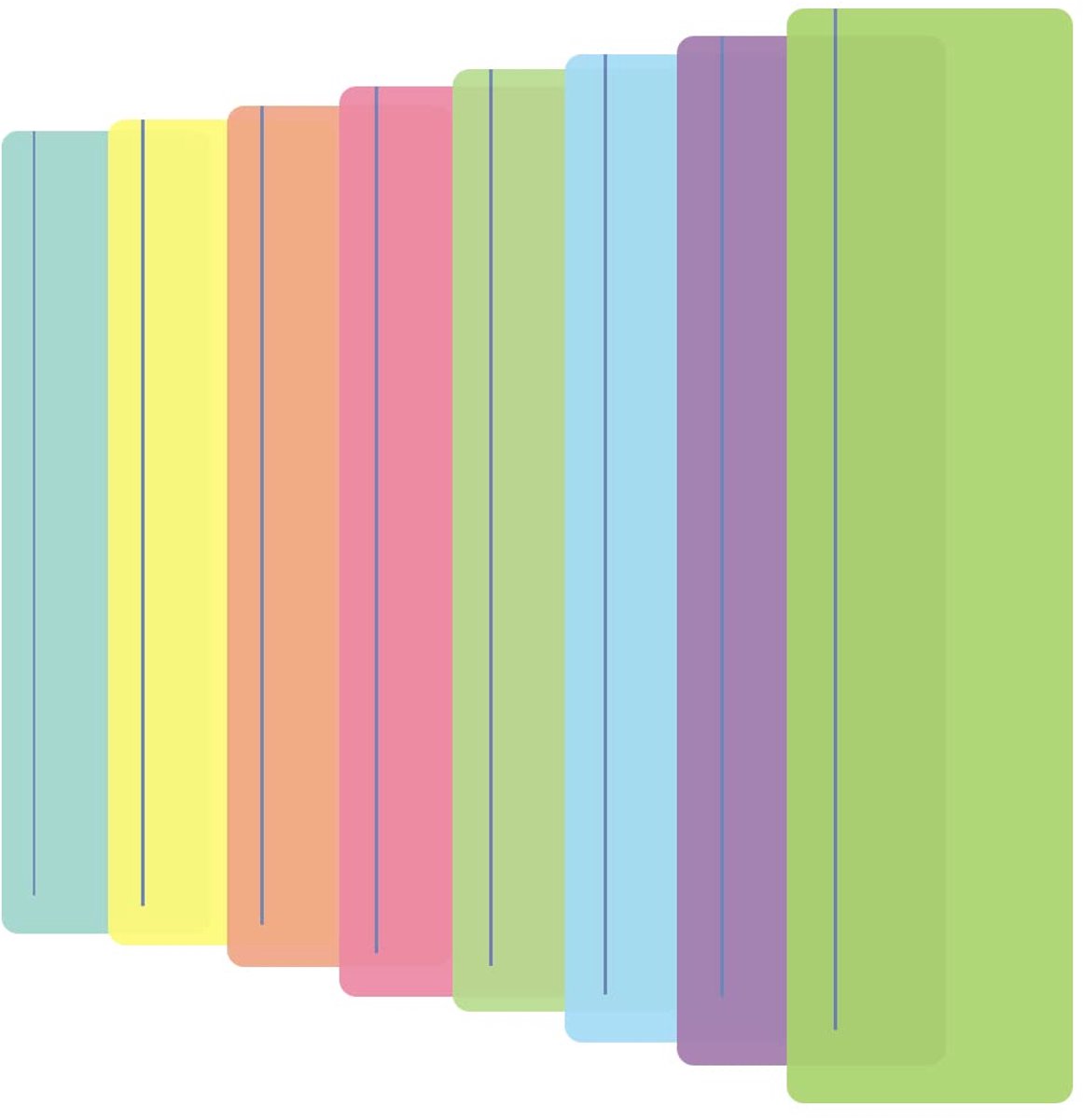 Leesstrips set van 8 kleuren - PET materiaal - hoog transparant - vermindert visuele stress - ShopVlot