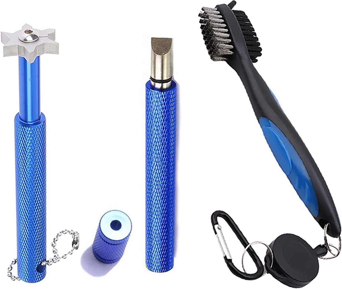 Golf Club Cleaner Tool Set - 3-delig met borstel en slijpers - voor U&V groeven - verbeter je balcontrole - ShopVlot