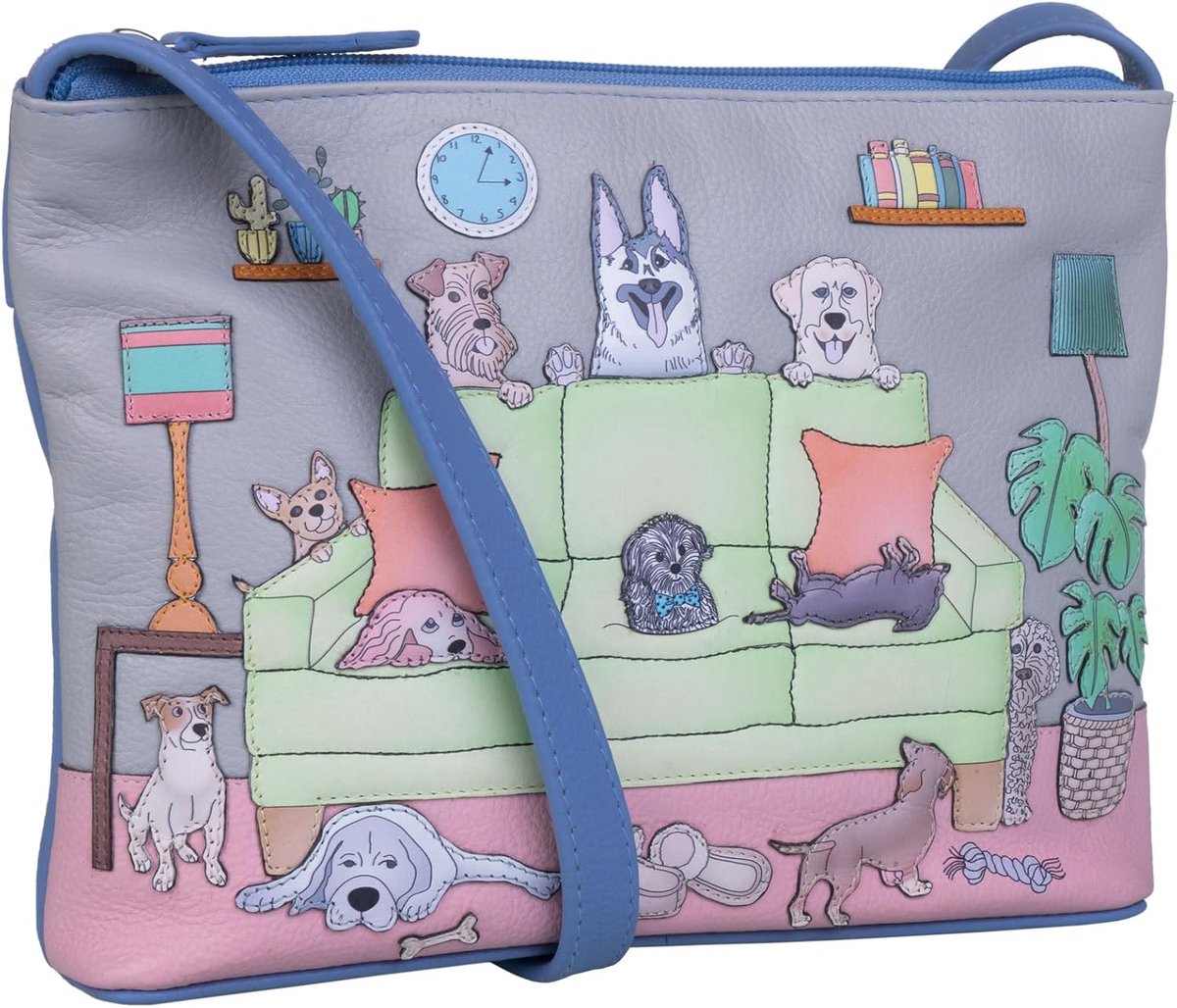 Leren crossbody tas - multicolor - met hondenthema - ideaal voor dierenliefhebbers - ShopVlot