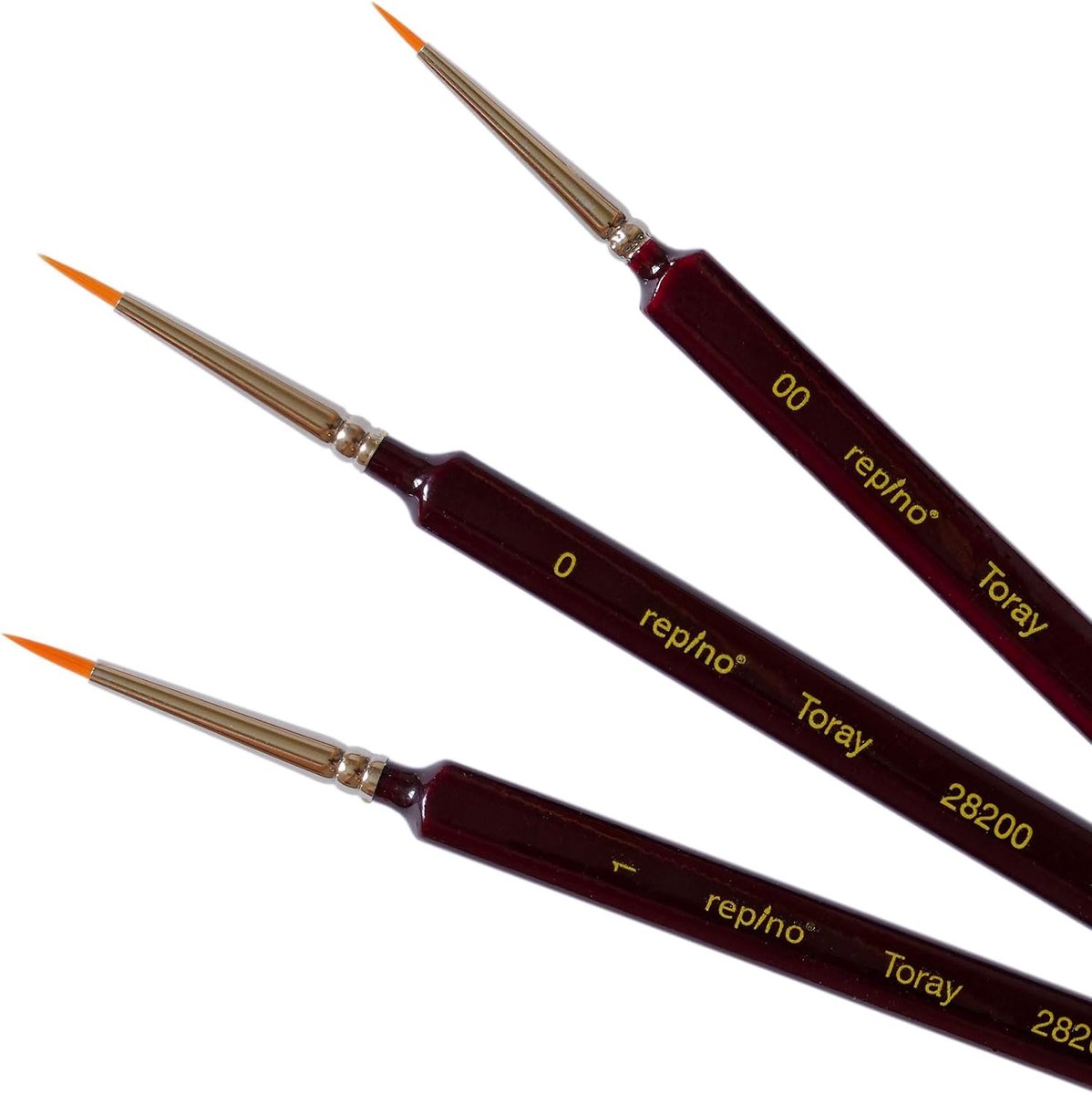 Kwastenset - Fijne maten 00, 0, 1 - Toray synthetisch haar - Ergonomische driehoekige handgreep - ShopVlot