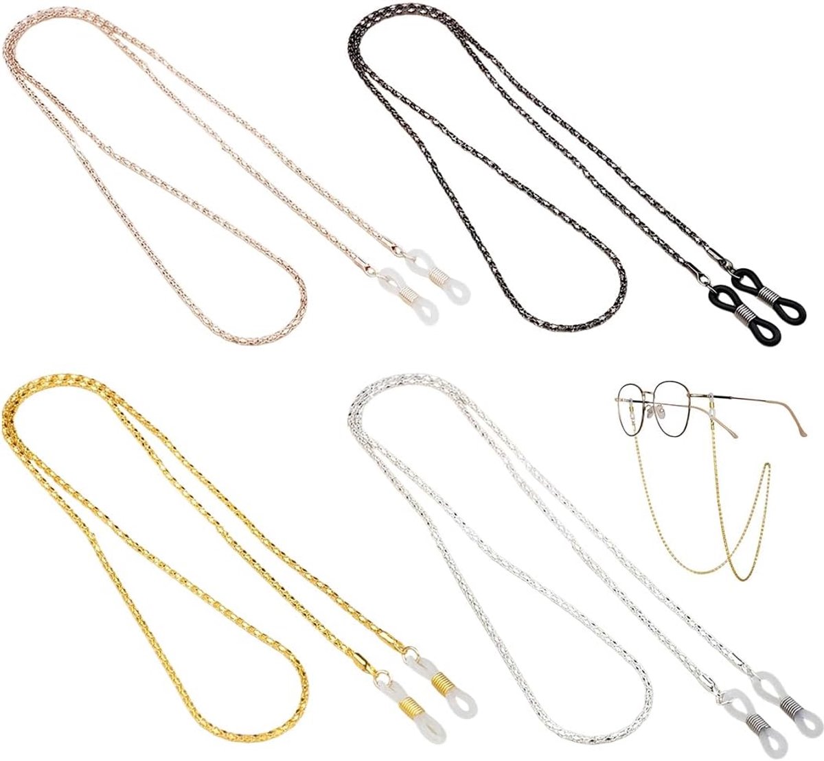 Glasjesketting voor vrouwen - elegant ontwerp - goud/zilverkleurig/zwart - ideaal voor zonnebrillen - ShopVlot