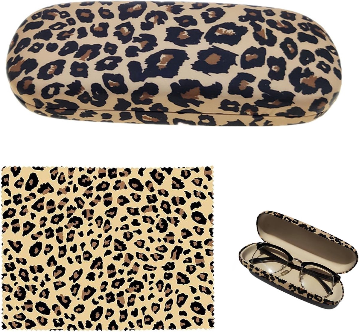 Brilcase Leopardpatroon - Premium hard - Waterdicht en ruim - Bescherming voor alle brillen - ShopVlot