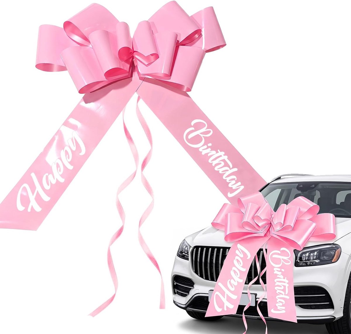 Grote roze reuzenstrik auto 76 cm - herbruikbare cadeaustrik - perfecte autodecoratie voor verrassingscadeau - ShopVlot