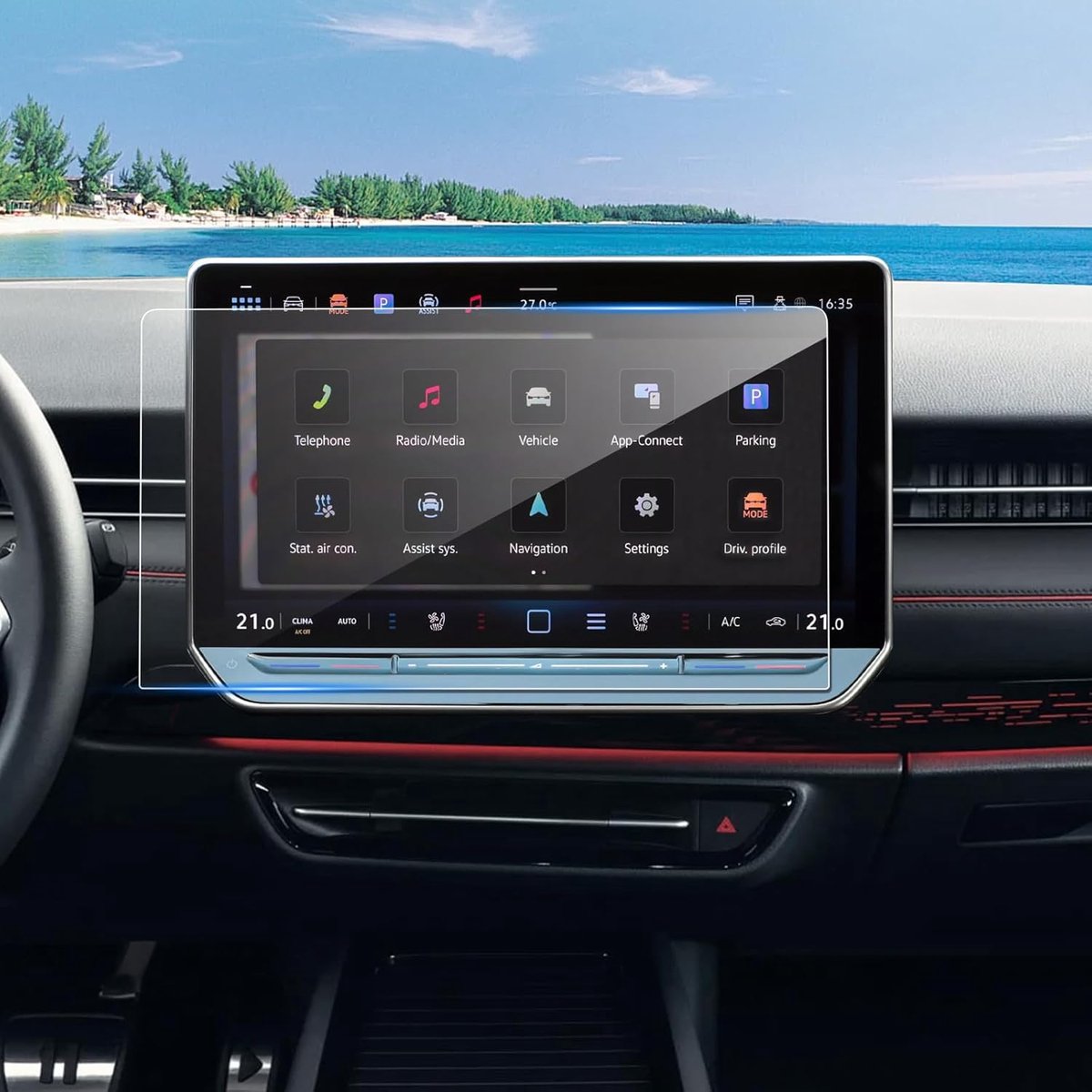 Navigatieschermfolie 12,9 inch - 4H krasbestendig - voor VW Golf 8.5 2024 2025 - optimale bescherming - ShopVlot
