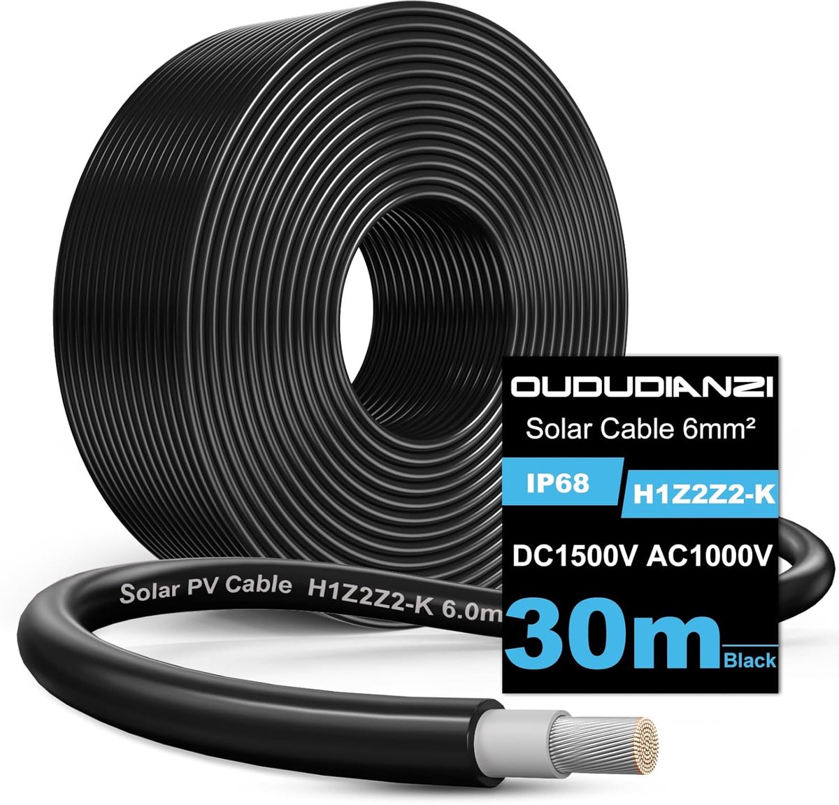 Solar kabel 6 mm² - 30 m - Tin gecoat koper - Hoge veiligheid en duurzaamheid - ShopVlot