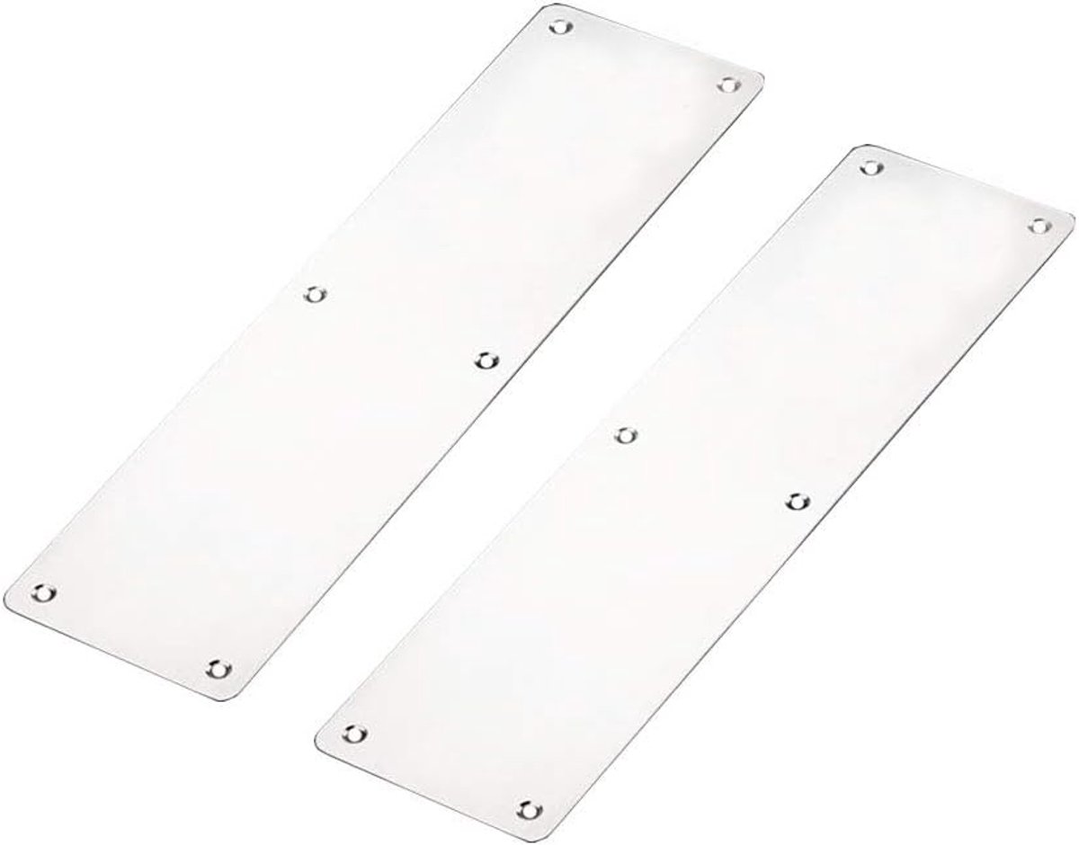 Vingerdrukplaat 300 x 80mm - RVS geborsteld - Vierkante hoeken - Bescherming voor branddeuren - ShopVlot