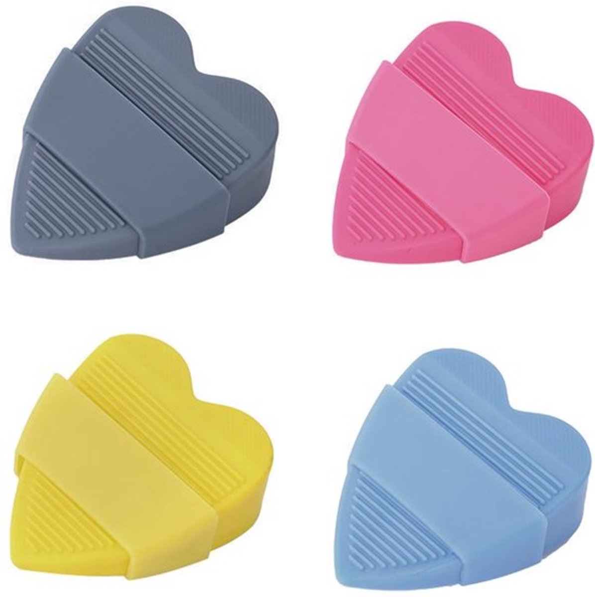 Deurwigstopper van rubber, 4 stuks, antislip, schattige, hartvormige deurstoppers, beveiligingswig voor het bevestigen van tapijt, houten tegels en vloeren (hangend opbergontwerp)