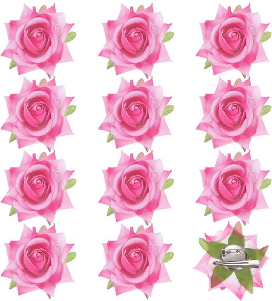 Set van 12 Roze Haarspelden 16,6 cm Bloem Haarspeld Katoenen Bloemen Broche voor Bruiloft/Feest/Vrouwen Haaraccessoires, Haarbloemen Hoofdsieraad Haarspelden