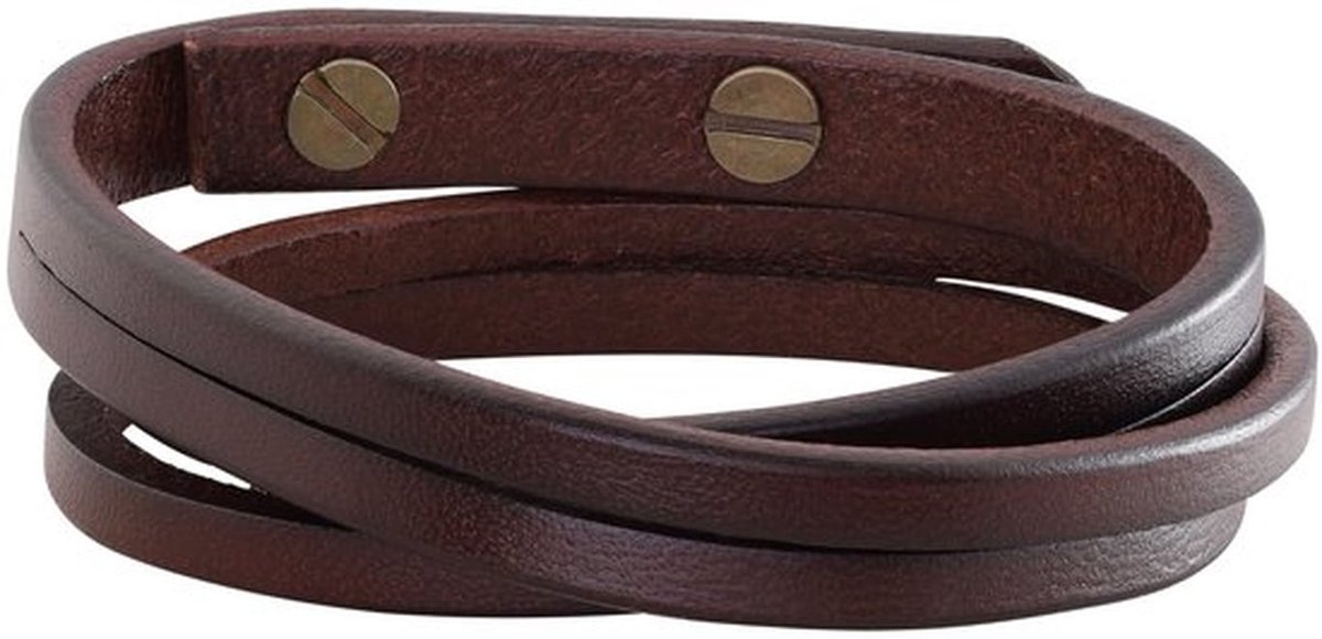 Bruin lederen armband metalen drukknopsluiting sieraden voor mannen Vaderdag cadeau voor papa gepersonaliseerde geschenken, L, 2