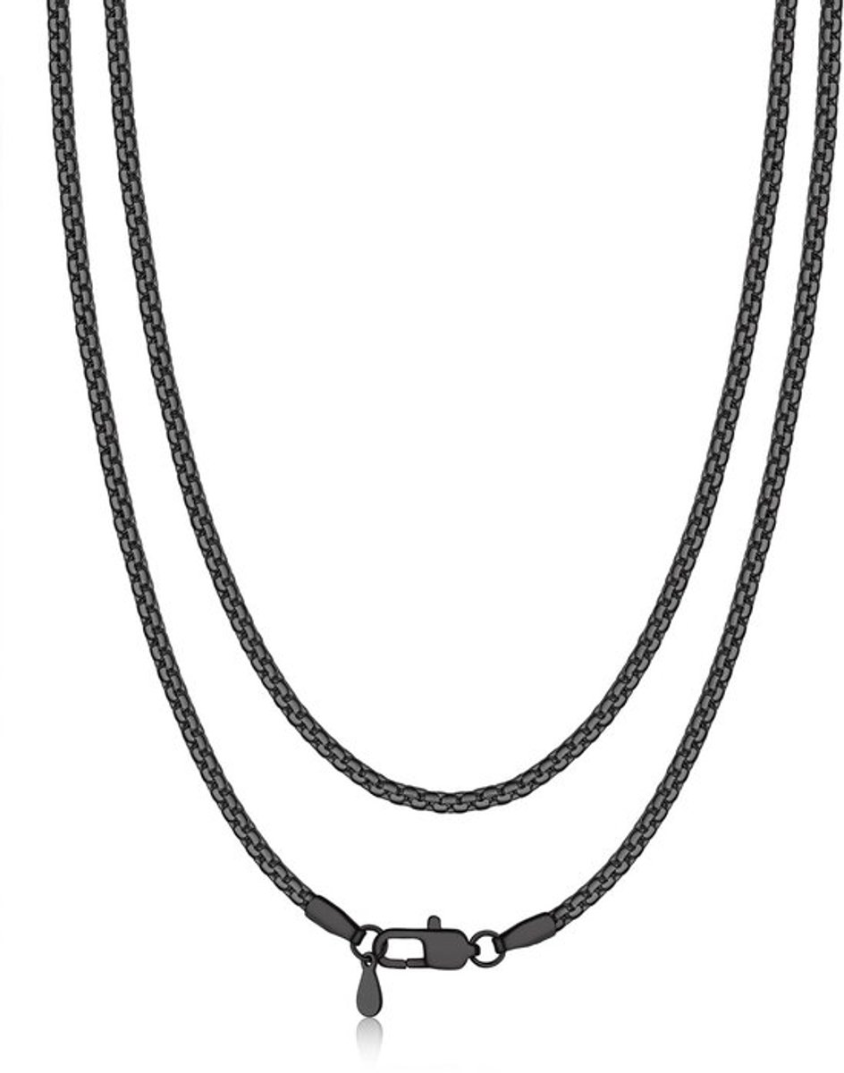 Venetiaanse ketting voor mannen en vrouwen, roestvrijstalen schakelketting, 2/4/6 mm breed, box link ketting, zilver/goud/zwart, Venetiaanse briolette ketting, ketting, ketting, lengte