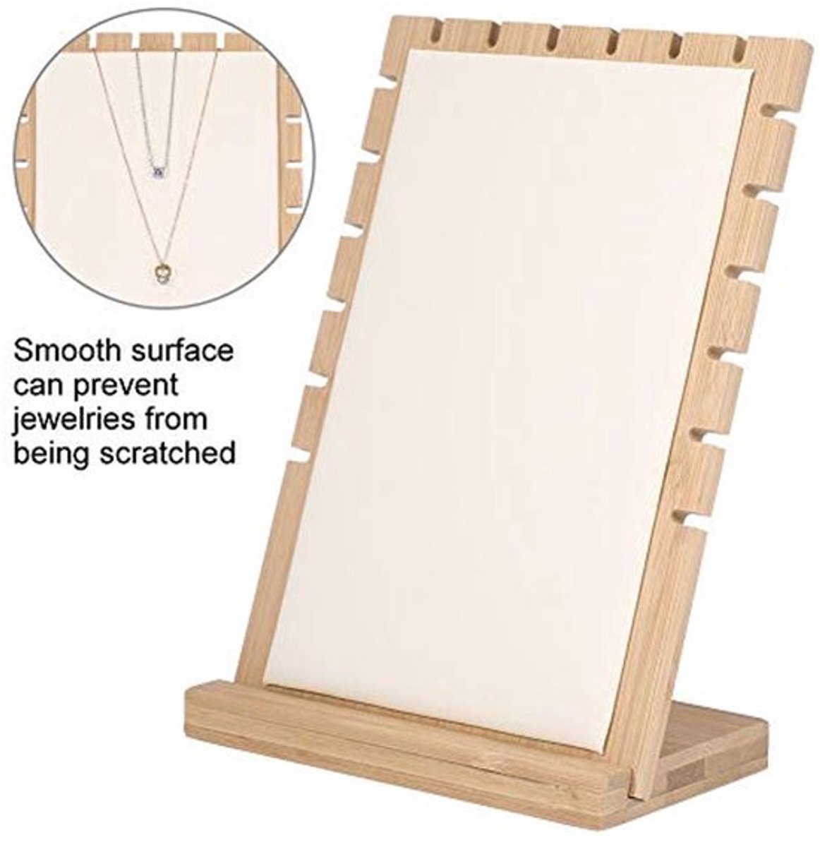 Houten sieradenorganizer, milieuvriendelijke sieradenstandaard voor thuisdecoratie, sieradenstandaard, 3 kleuren voor kettingen en hangers (wit)