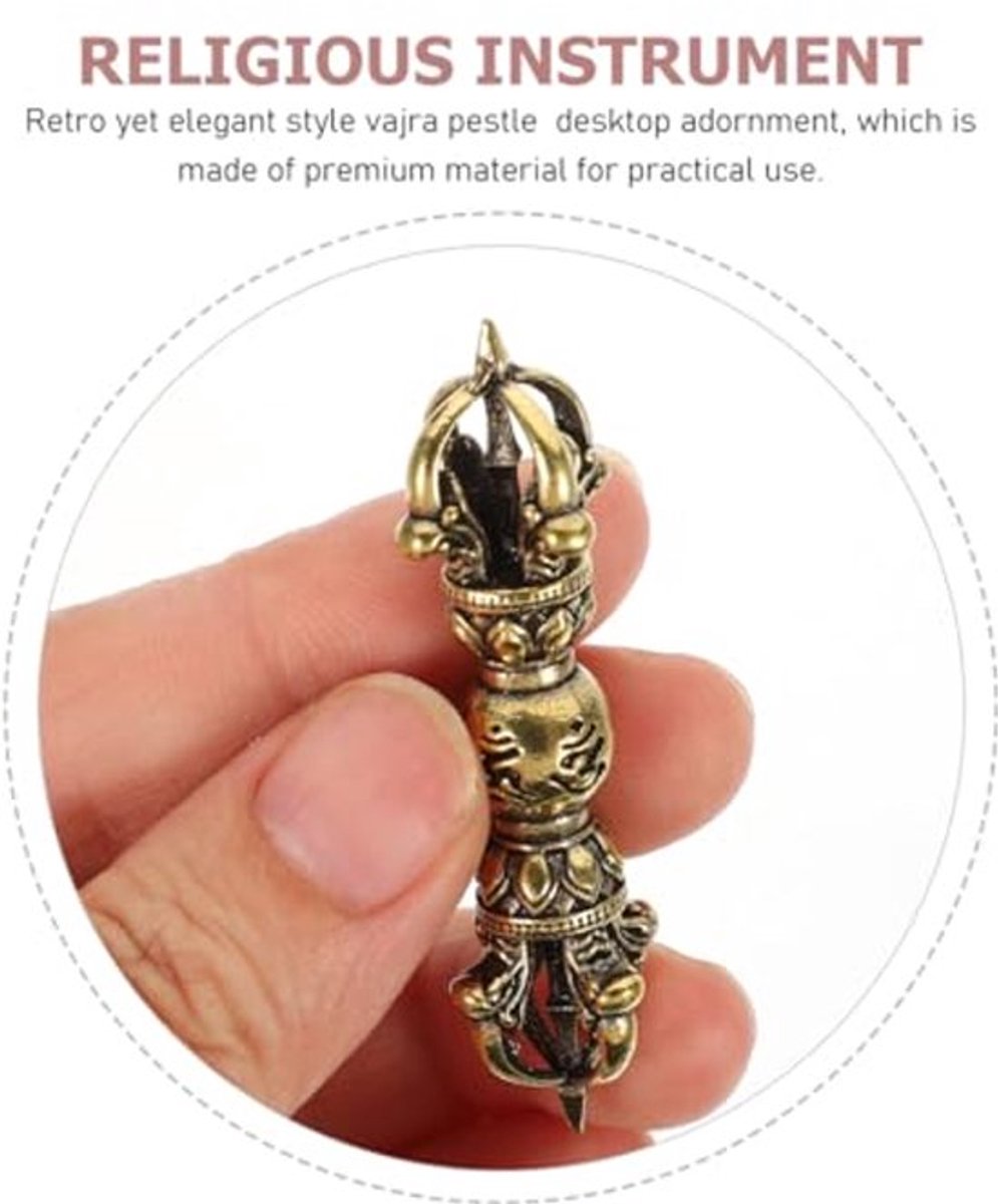 Phurba Mini Dorje - Antieke Brass Decoratie - Religieuze Boeddhistische Ornament
