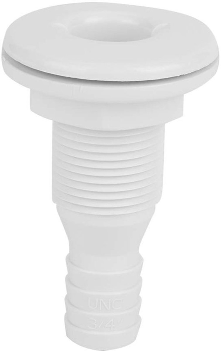Set van 3 witte kunststof doorvoeren van 3/4 inch voor maritieme toepassingen, ideaal als uitlaatfittingen en bootafvoerpluggen voor duurzame waterafvoer