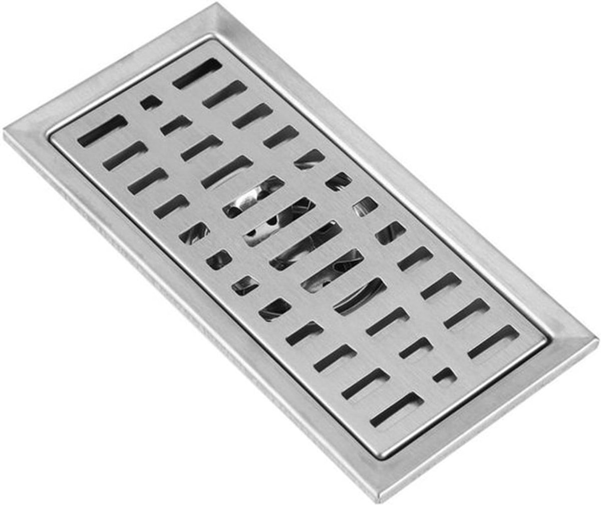 Doucheafvoer, rechthoekige afvoer van roestvrij staal voor badkamer, bad en keuken, 20x10cm