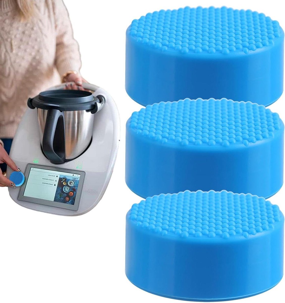 Voedselverwerker Schakelaars Cover - Beschermhoes Knoppen - Keukenhygiëne - Vlekbestendig Silicone - 3.15 Inch Diameter - Blauw