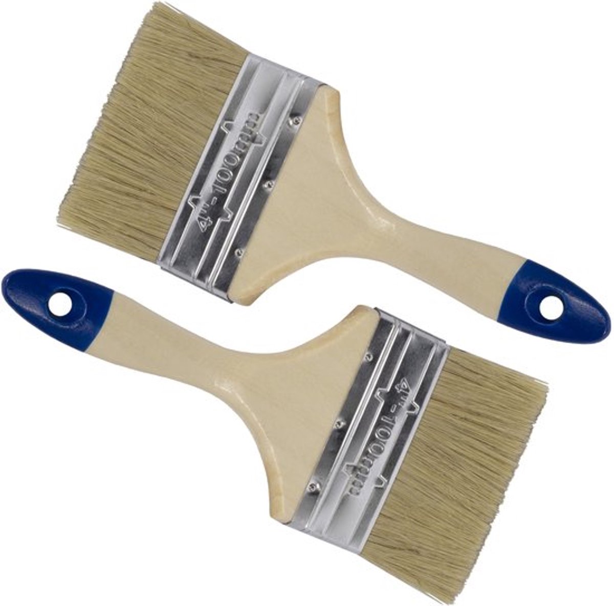 C68525 set van 2 platte kwasten 236 x 100 x 51 mm - houten handvat - voor schilderen en vernissen