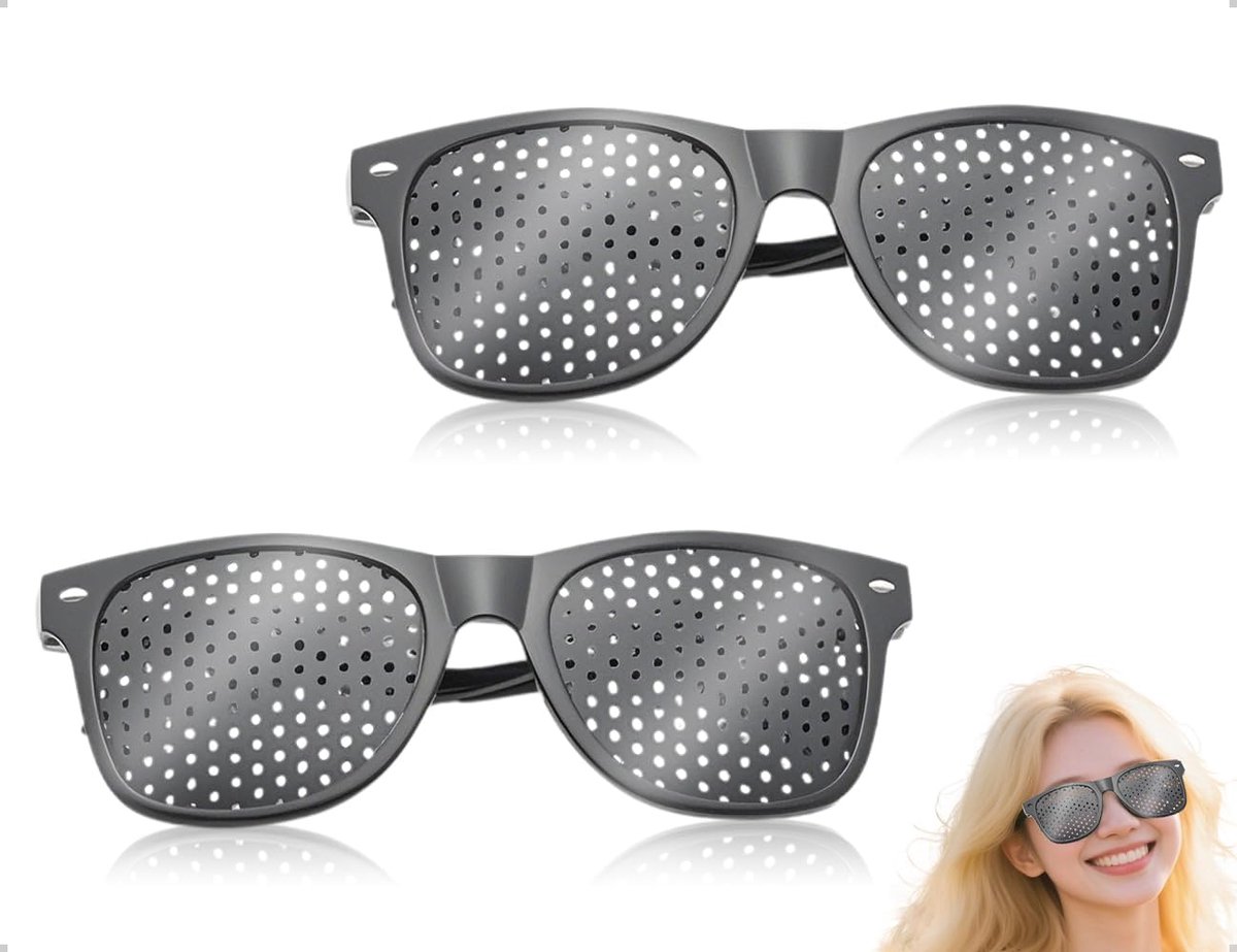 Pinhole brillen 2-pack - Comfortabel met opvouwbare poten - Vergroot tijdelijk helderheid - Optometrisch hulpmiddel - ShopVlot