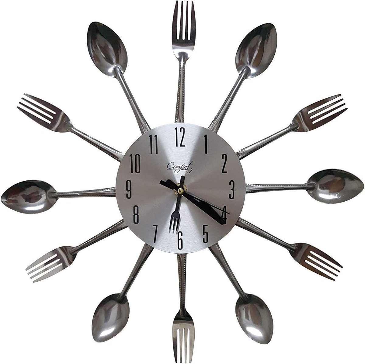 Wandklok bestek 30 cm - RVS vorken en lepels - Creatief design - Perfect voor keuken - ShopVlot