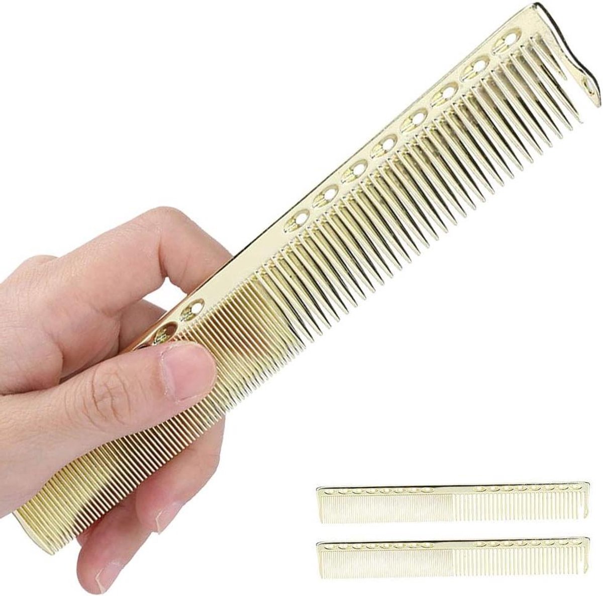 Metalen Kapperskammen - Roestvrijstalen Kammen - Haar Styling - Fijne Snijkammen - 20 x 2.8 cm - Goud