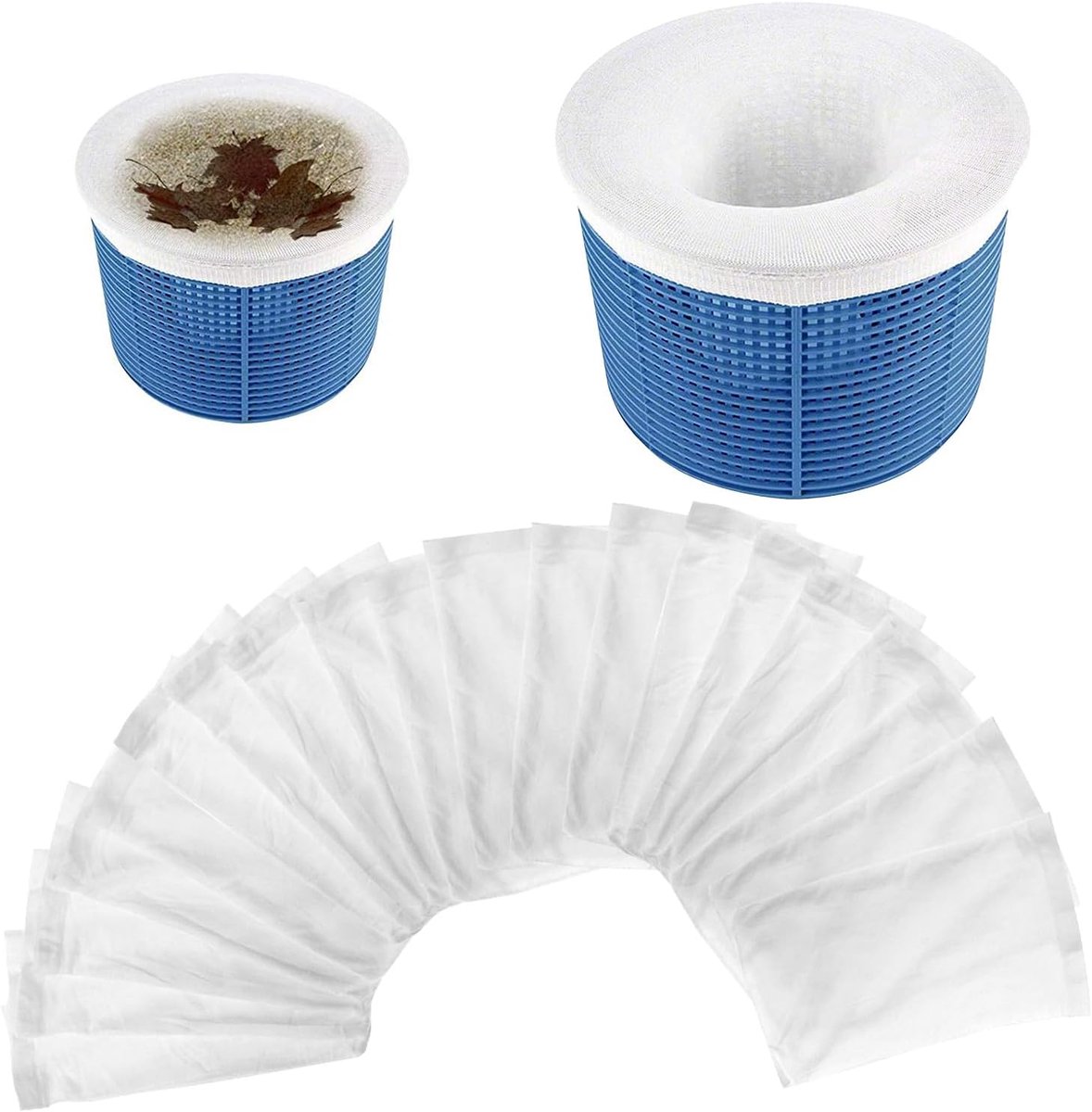 Skimmer sokken set van 20 - herbruikbaar - zacht en rekbaar - optimale filtratie voor zwembaden - ShopVlot