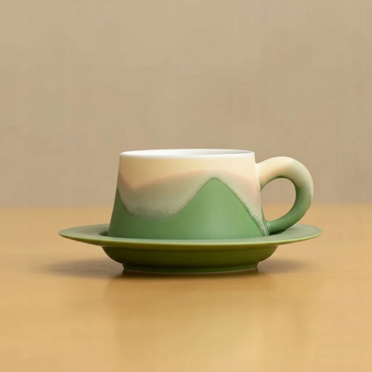 Merkloos Merkloze Keramische Kop en Schotel Set 230ml Groen