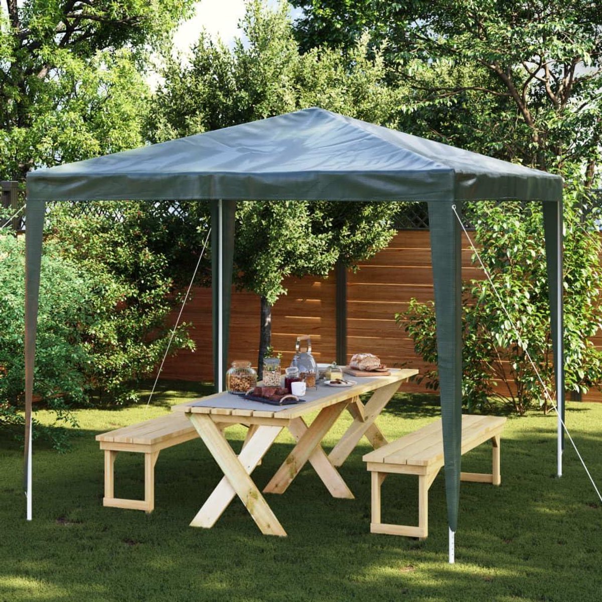 Partytent - Feesttent Tuinpaviljoen - Buitenfeesten Organiseren - UV- en Waterbestendig - 25 x 25 m - Groen