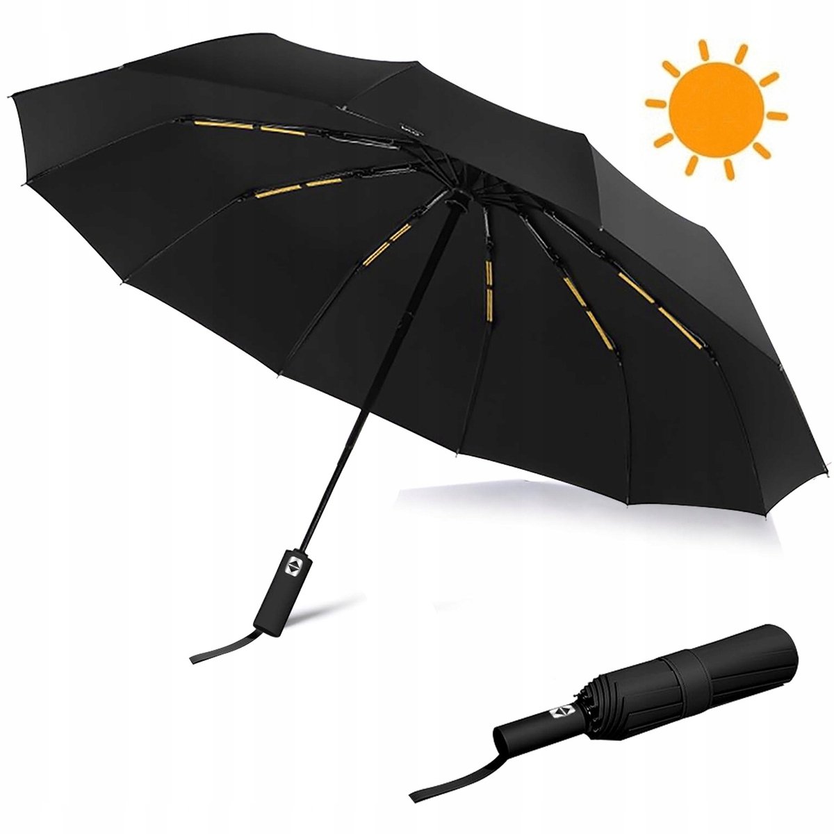Merkloos Automatische XL Paraplu voor 2 Personen - Windproof & UV Beschermend - Zwart