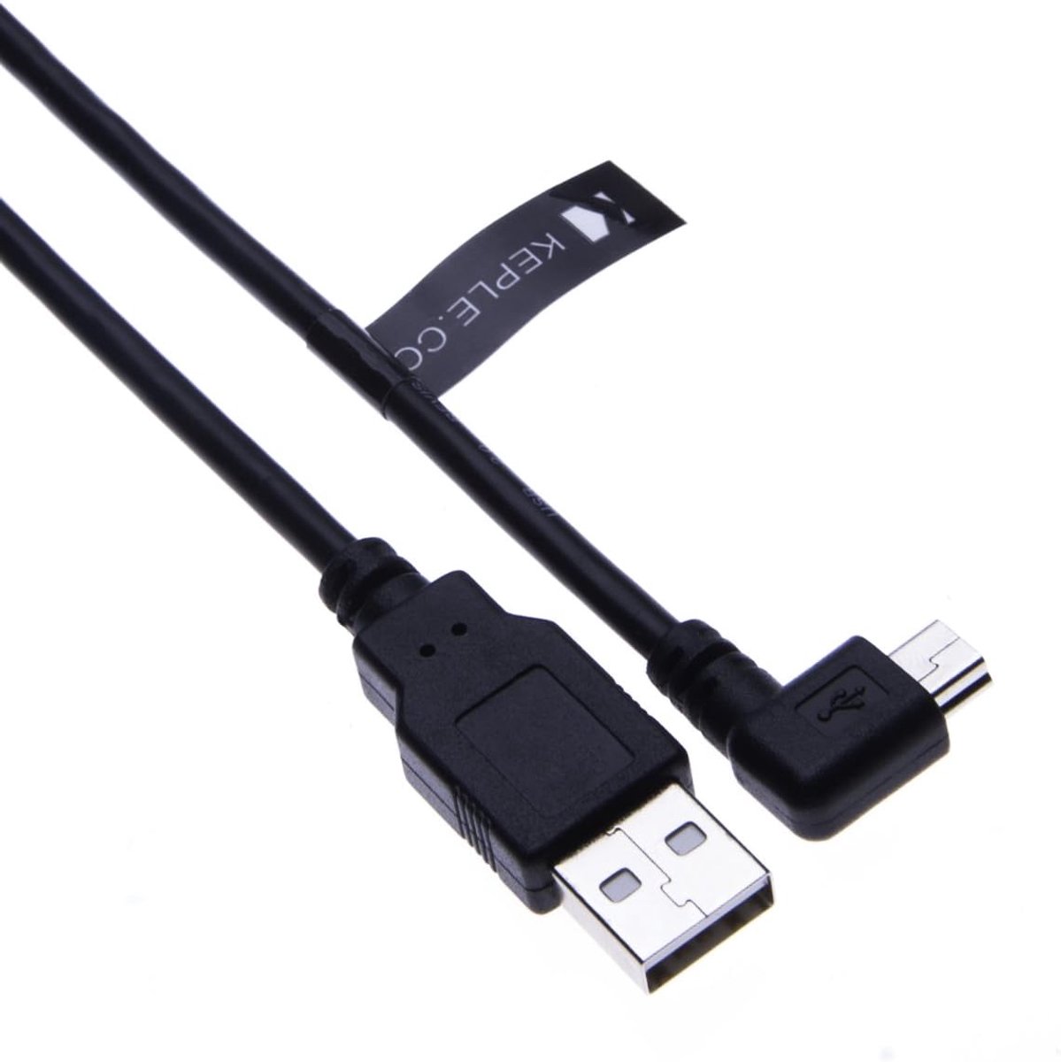Mini USB kabel 90 graden - 1m zwart - ideaal voor Garmin navigatiesystemen - duurzame oplader voor GPS - ShopVlot