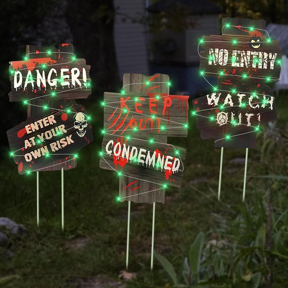 Halloween Waarschuwingsborden - 35 x 24 cm - Corrugated Karton - Creepy Decoratie voor Tuin - ShopVlot