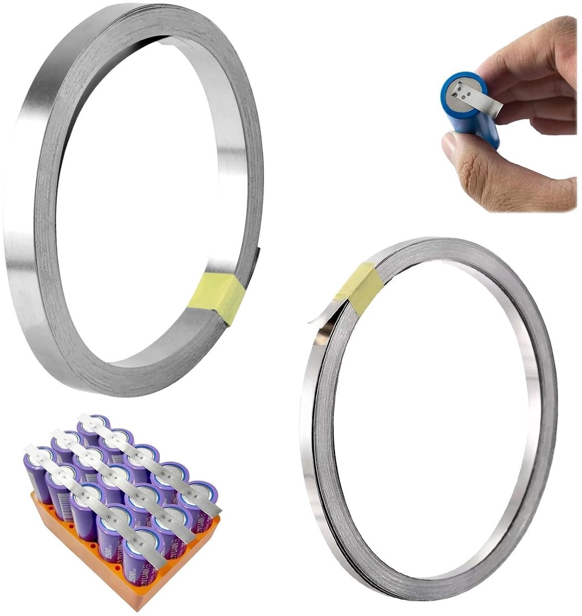 Nickel tape 10mm x 10m en 3mm x 10m - puur nikkel band - hoge geleidbaarheid - ideaal voor spotlasmachine en accu - ShopVlot