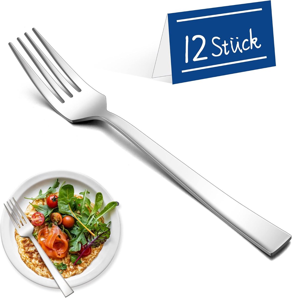 Tafelvorken set 12-delig 19,5 cm - hoogglans roestvrij staal - vaatwasserbestendig - ideaal voor families - ShopVlot
