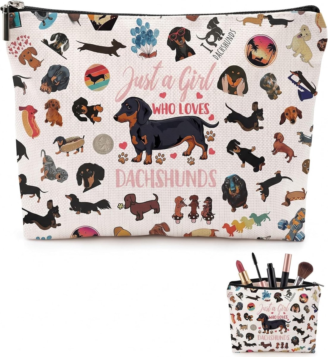 Make-uptas - linnen - met ritssluiting - ideaal voor dierenliefhebbers - ShopVlot