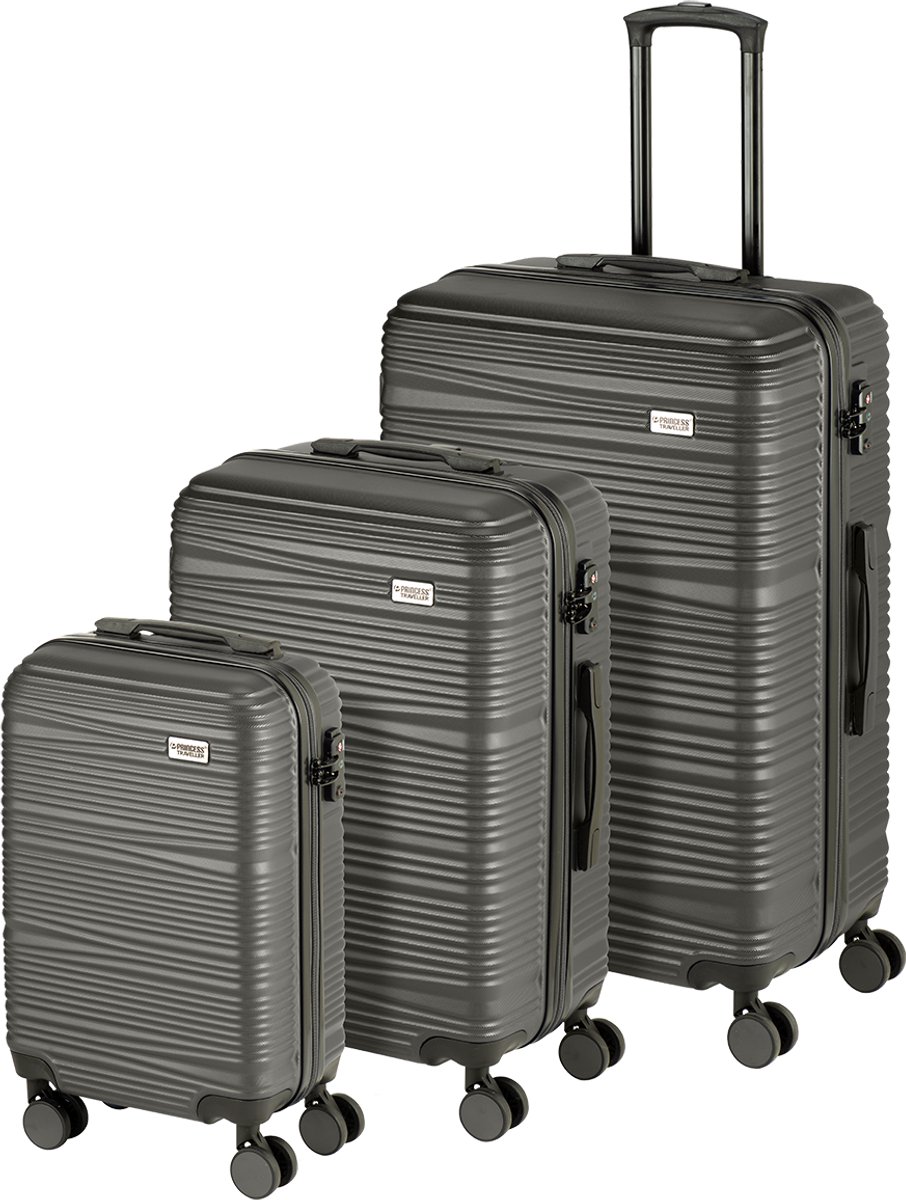 Princess Traveller Durbuy - Kofferset 3 Delig - 30L Handbagage - 51L en 83L Reiskoffer - Antraciet