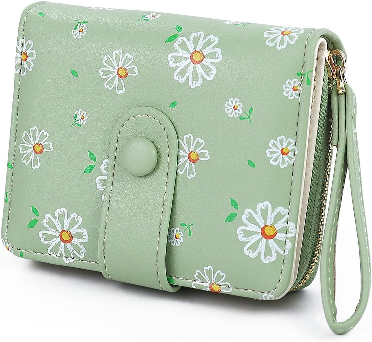 Dames kleine PU leren portemonnee - groen - met armband - perfect voor onderweg - SnelShoppen