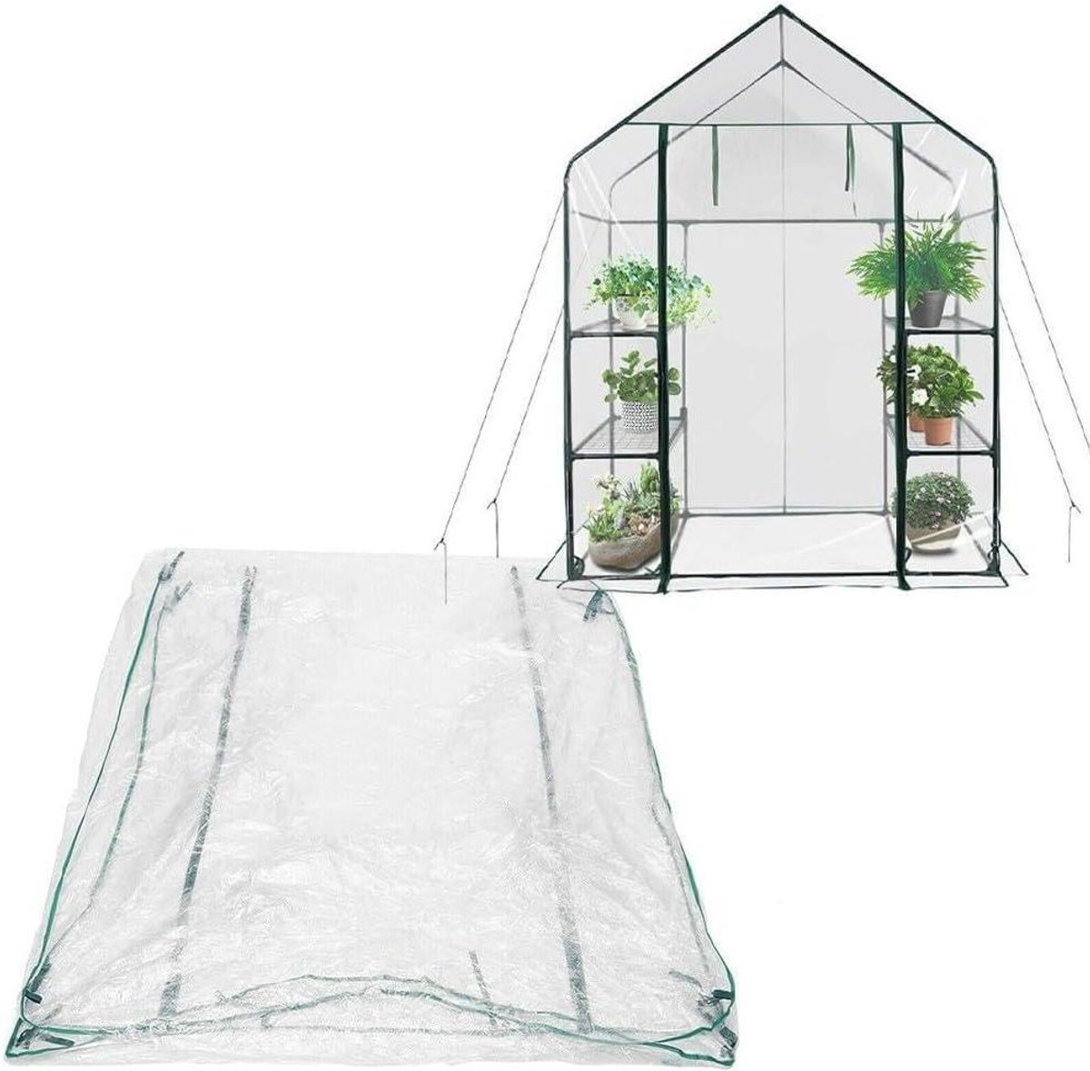 Serre Cover - Kasfolie Kweekhoes - Planten Kweken - Koud- en Sneeuwbestendig - 143x143x195 cm - Transparant