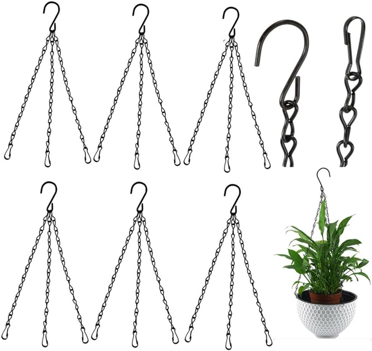 Hanging plant chain 42 cm - metalen haak en clip - robuust en duurzaam - ideaal voor planten en lampionnen - SnelShoppen