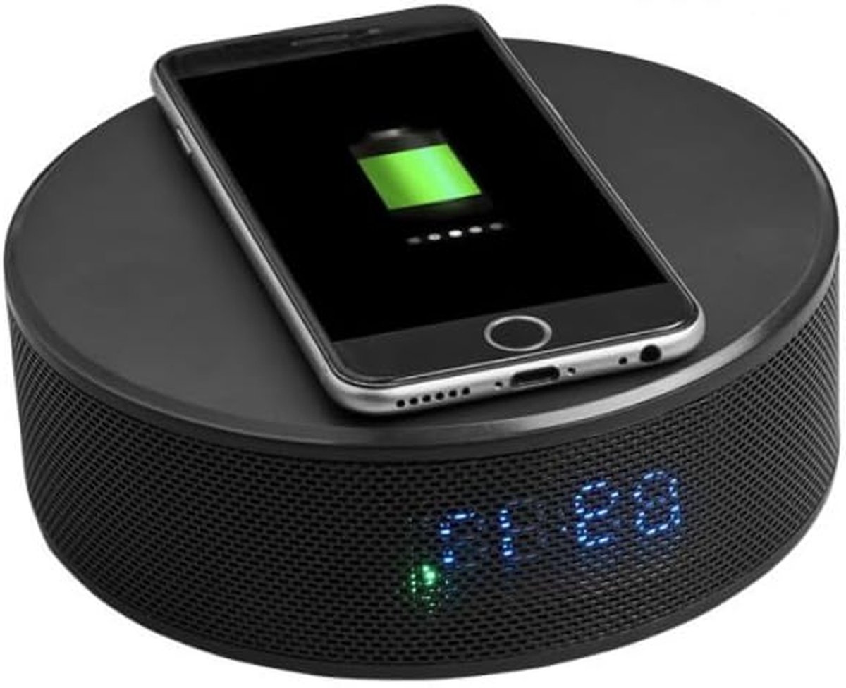 Draadloze Oplader Wekker - Nachtkastje Speaker - Opladen en Wakker Worden - Geïntegreerde Speaker