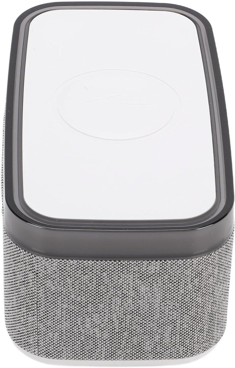 Wekker met Draadloze Oplader - Nachtkastje Speaker - Ontspannen Slapen - 3-in-1 Multifunctioneel - 43x39 mm - Wit