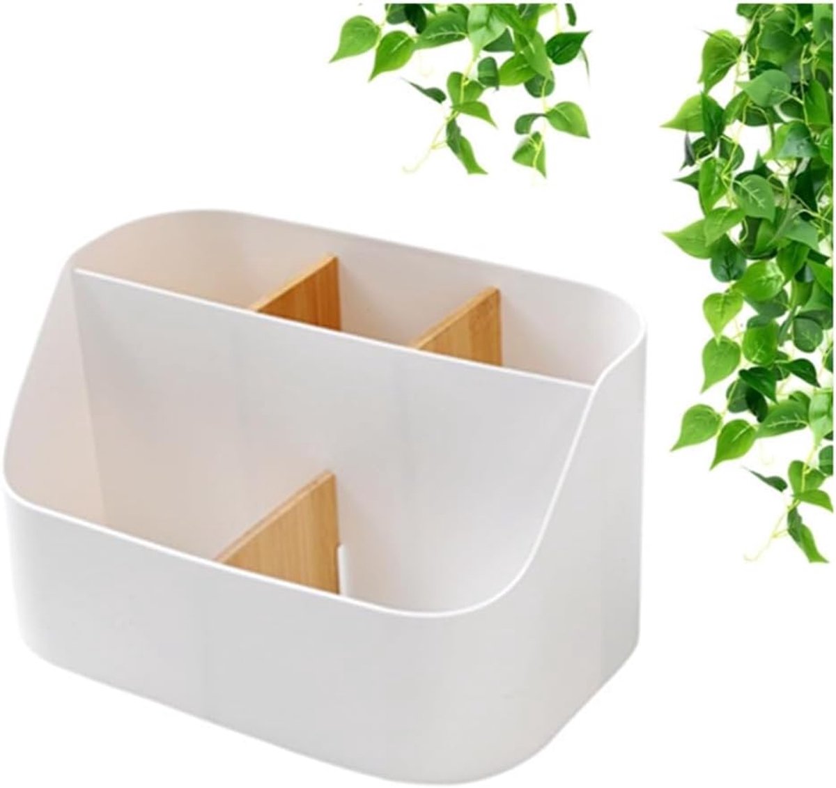 Desk Organiser 5 Compartimenten - Bamboe - Multifunctionele Opbergdoos - Perfect voor Smartphone en Pennen - SnelShoppen