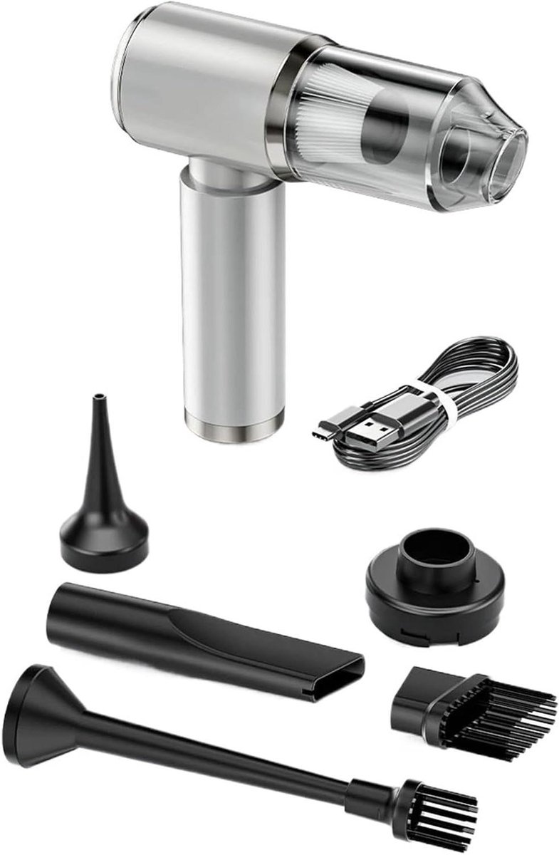 Draagbare Autostofzuiger - Kruimeldief Handstofzuiger - Auto Interieur Reinigen - Krachtige Zuigkracht - 500 Gram - Zilver